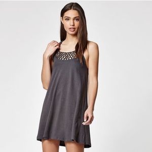New Billabong Great Views Macrame Dress Sz X-Small Gray Racerback